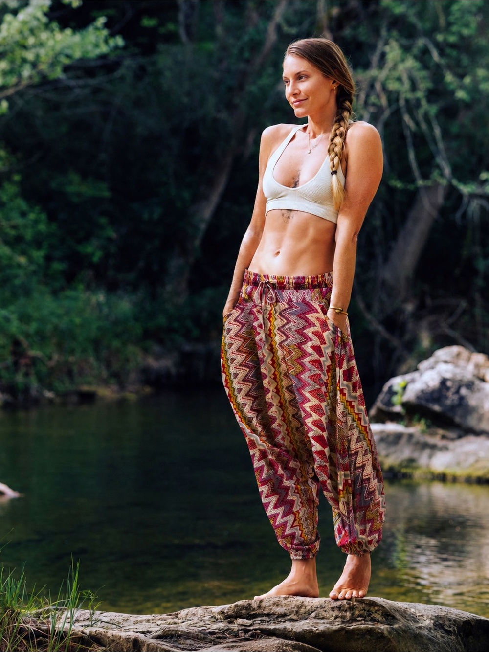Buddha Pants Savannah Harem Pants XXS 100% Cotton Boho Festival Yoga Print